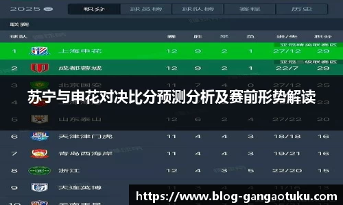 苏宁与申花对决比分预测分析及赛前形势解读